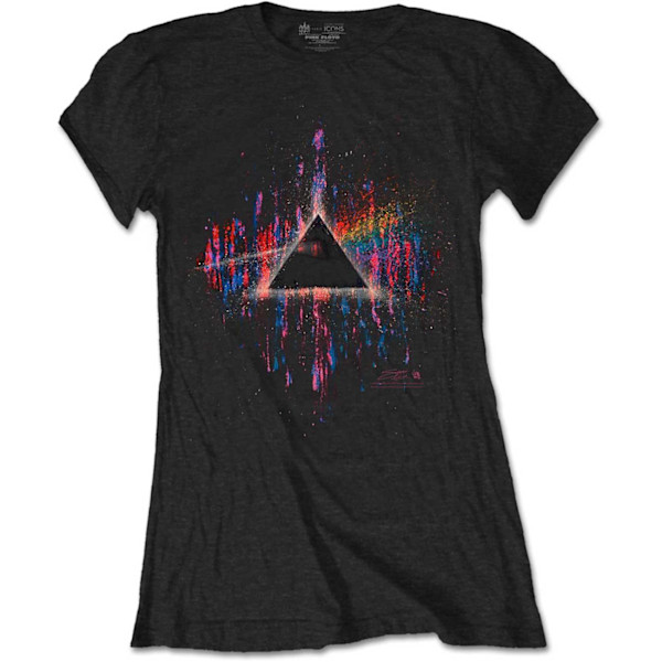 Pink Floyd Dam/Kvinnor Mörka Sidan Av Månen Färgstänk T-shirt Black/Pink XXL
