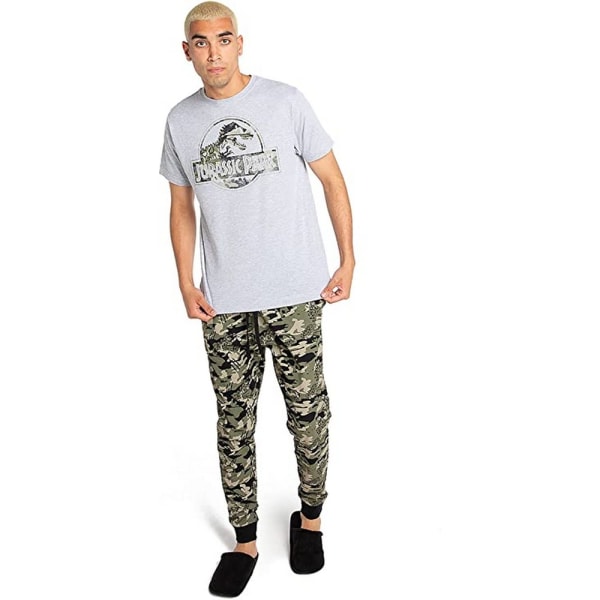 Jurassic Park Mens Camo Long Pyjamas Set XXL Grå/Grön Grey/Green XXL