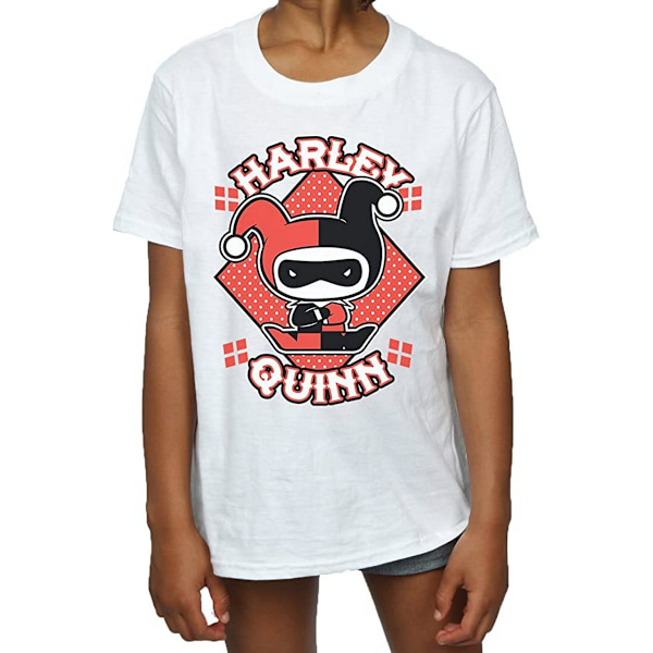 Harley Quinn Girls Chibi Bomull T-shirt 7-8 år Vit White 7-8 Years