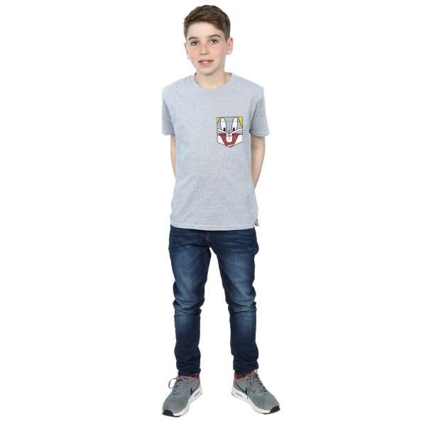 Looney Tunes Boys Bugs Bunny Face Faux Pocket T-Shirt 9-11 år Sports Grey 9-11 Years