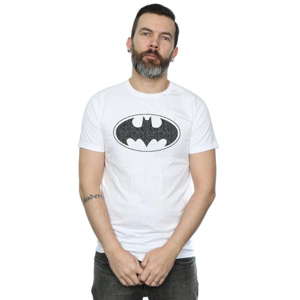 DC Comics Herr Batman Enfärgad Logotyp T-Shirt S Vit White S