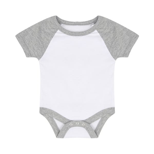 Larkwood Baby Essential Kortärmad Baseball Body 12-18 M White/Heather Grey 12-18 Months