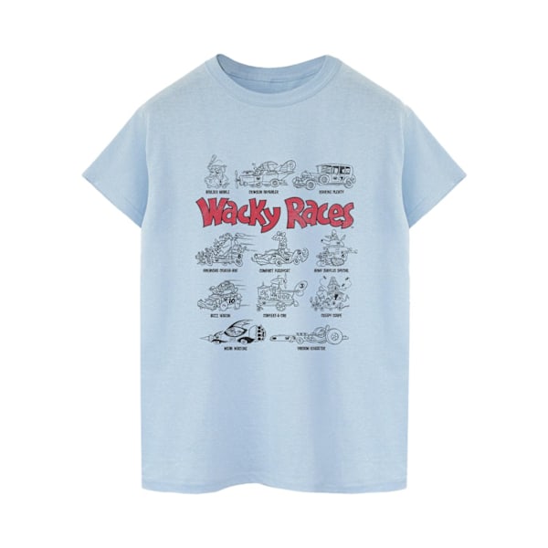 Wacky Races Dam/Damer Biluppställning Bomull Boyfriend T-Shirt M Baby Blue M