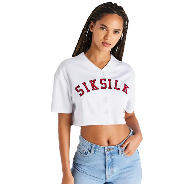 SikSilk Dam/Dam Baseballtröja 4 UK Vit White 4 UK