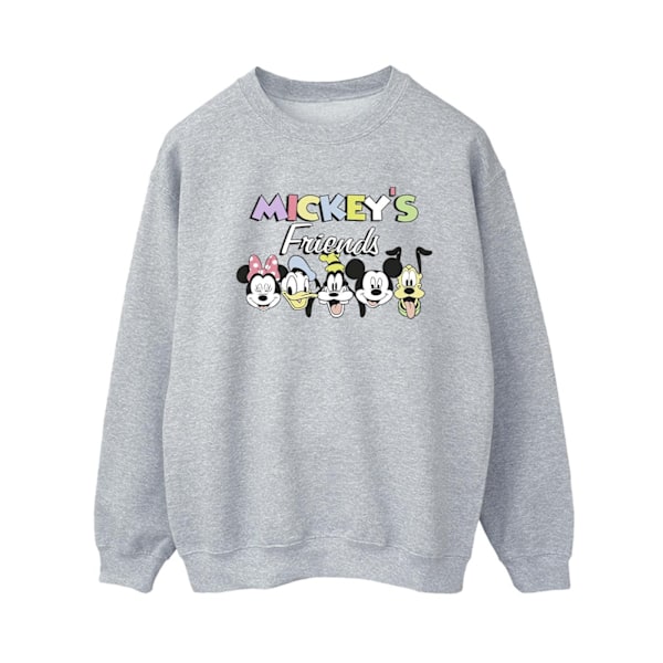 Disney Dam/Kvinnor Mickey Mouse Och Vänner Ansikten Sweatshirt Sports Grey XXL