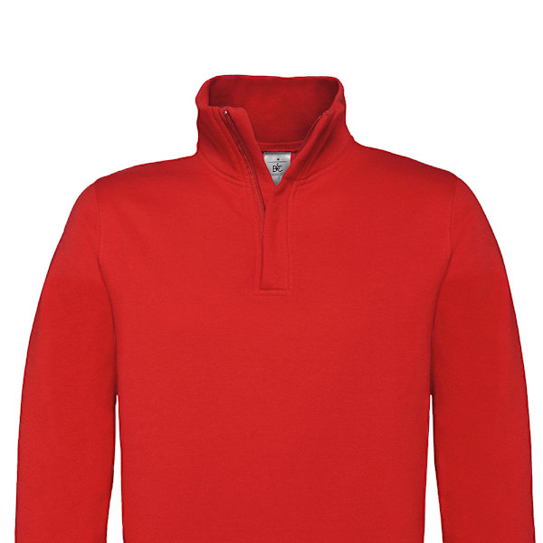 B&C Herr ID.004 Bomull Kvarts Dragkedja Sweatshirt L Röd Red L