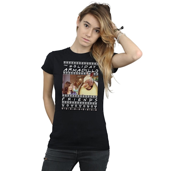 Friends Dam/Damer Fair Isle Holiday Armadillo Bomull T-Shirt Black S