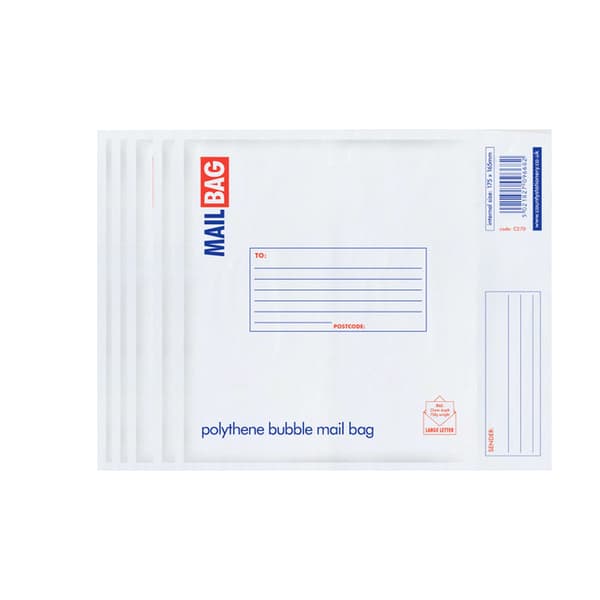 County Stationery Polythene Bubble Envelope Mail Bags (Förpackning med White Medium