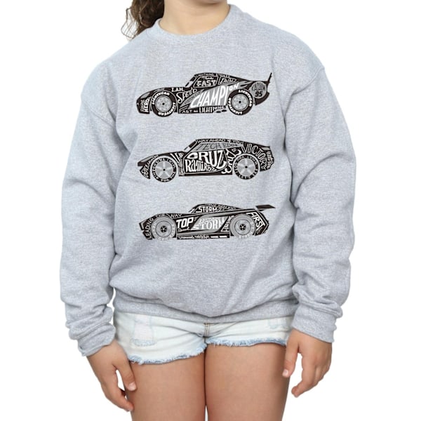 Disney Girls Cars Text Racers Sweatshirt 12-13 år Sport Grå Sports Grey 12-13 Years