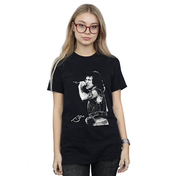 Bon Scott Dam/Damer Signerad Foto Bomull Boyfriend T-Shirt M Black M