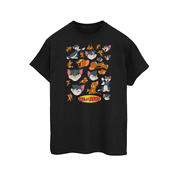 Tom And Jerry Dam/Damer Många Ansikten Bomull Boyfriend T-shirt Black XL