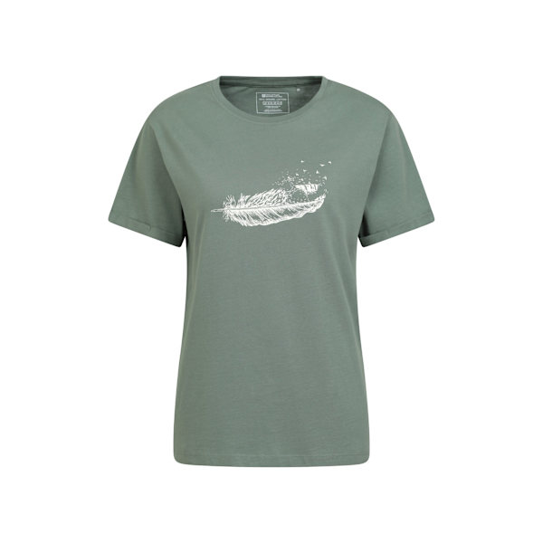 Mountain Warehouse Dam/Damer Wave Feather Organic Loose T-Shirt Khaki Green 10 UK
