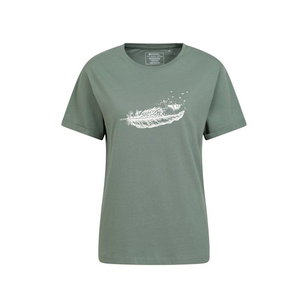 Mountain Warehouse Dam/Damer Wave Feather Organic Loose T-Shirt Khaki Green 14 UK