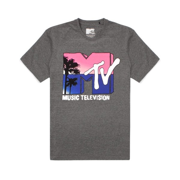 MTV Dam/Dam Logotyp Palm Tree T-Shirt M Grå Marl Grey Marl M