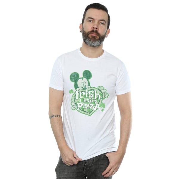 Disney herr Mickey Mouse Shamrock Pizza T-shirt L vit White L