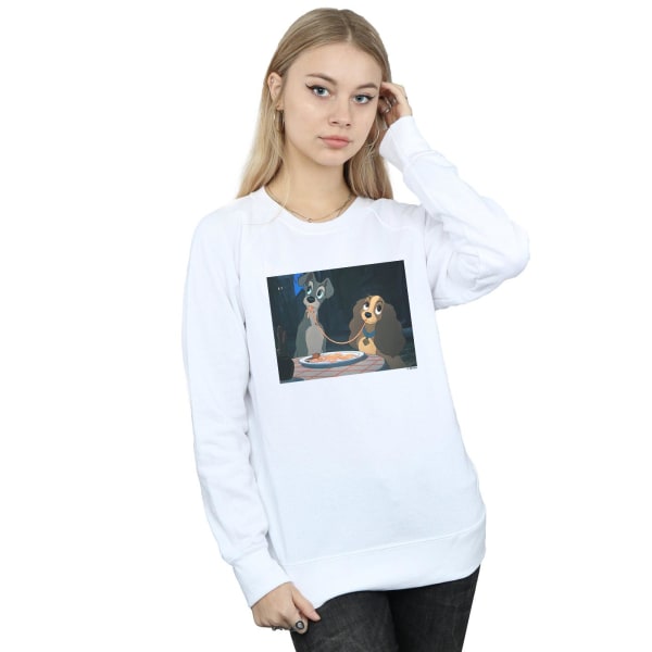 Disney Dam/Kvinnor Lady Och Lufsen Spaghetti Slurp Sweatshirt White XXL