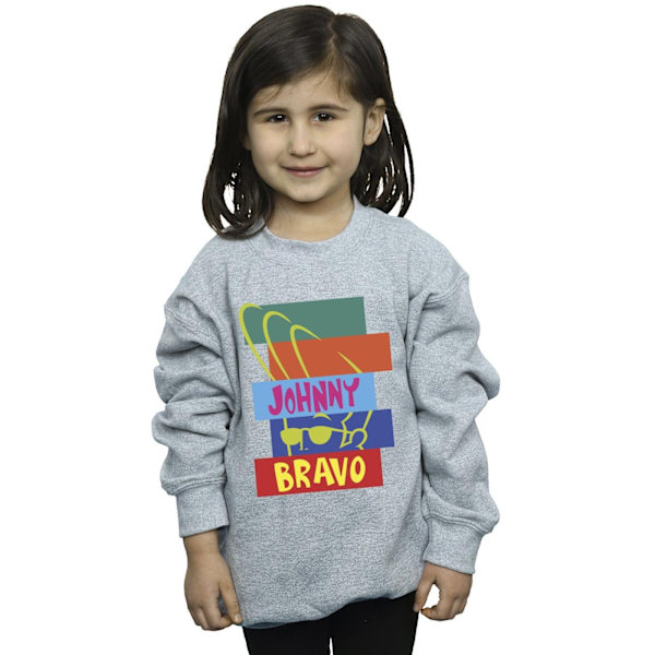 Johnny Bravo Girls Rectangle Pop Art Sweatshirt 3-4 År Sport Sports Grey 3-4 Years