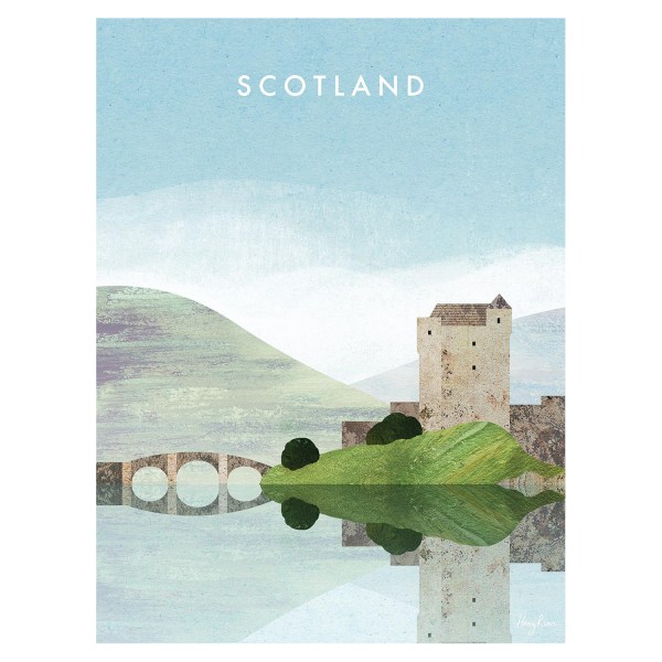 Henry Rivers Skottland Eilean Donan Castle Print 40 cm x 3 Light Blue/Light Green 40cm x 30cm