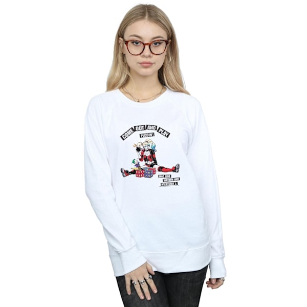 DC Comics Dam/Kvinnor Harley Quinn Kom Ut Och Lek Sweatshirt White L