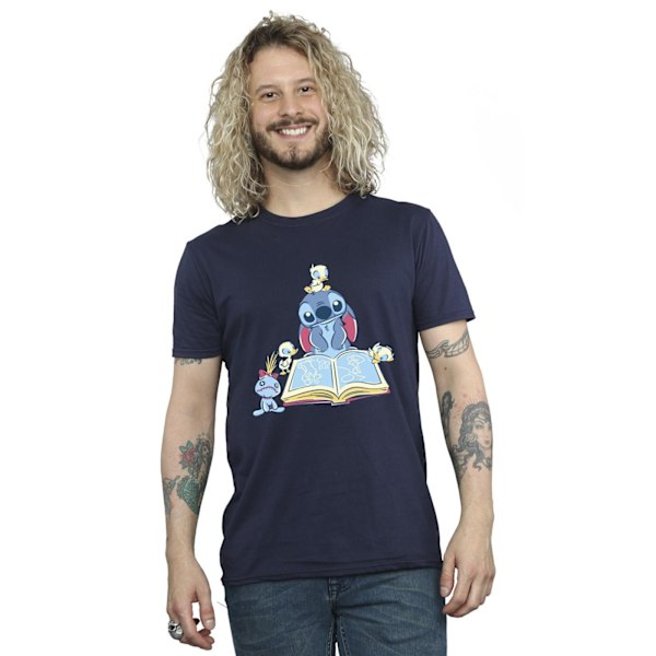 Disney Herr Lilo & Stitch Läser En Bok T-Shirt S Marinblå Navy Blue S