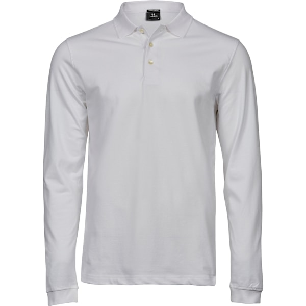 Tee Jays Herr Luxury Stretch Långärmad Polotröja XL Vit White XL