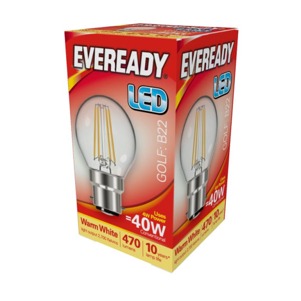 Eveready BC / B22 LED Golflampa One Size Varmvit Warm White One Size