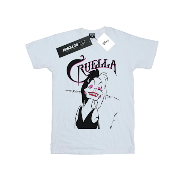 Disney Girls Cruella De Vil Evil Smile Bomull T-shirt 7-8 år White 7-8 Years