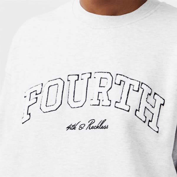 4th & Reckless Dam/Dam Leon Logo Crew Neck Sweatshirt 8 U Light Grey 8 UK
