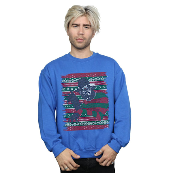 A Nightmare On Elm Street Herr Jul Fair Isle Sweatshirt M Royal Blue M