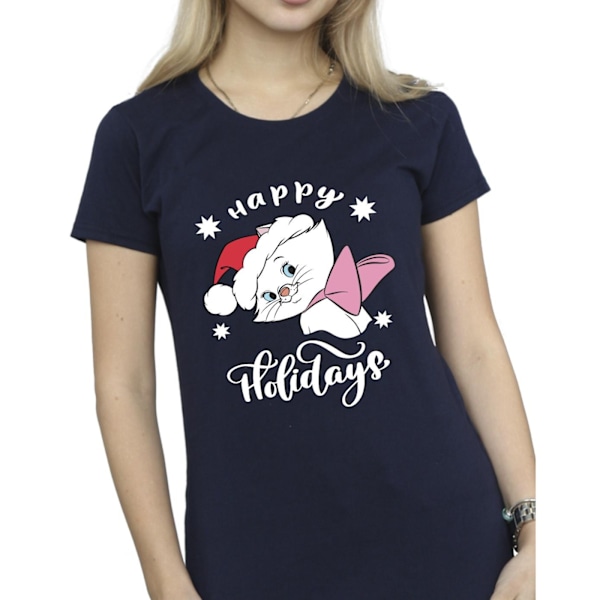 Disney Dam/Kvinnor Aristocats Happy Holidays Bomull T-shirt Navy Blue XL