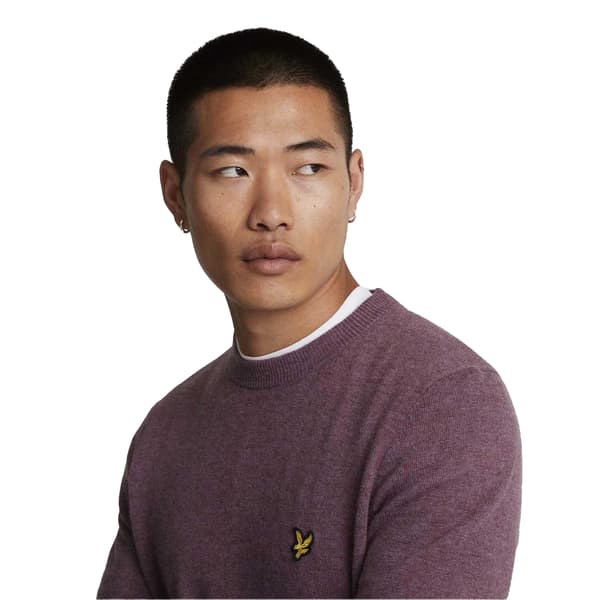 Lyle & Scott Herrtröja i lammull med rund hals M Lila Purple M