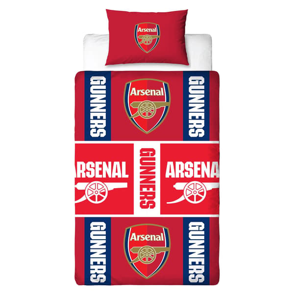 Arsenal FC Crest Vändbart Påslakanset Enkelt Rött Red Single