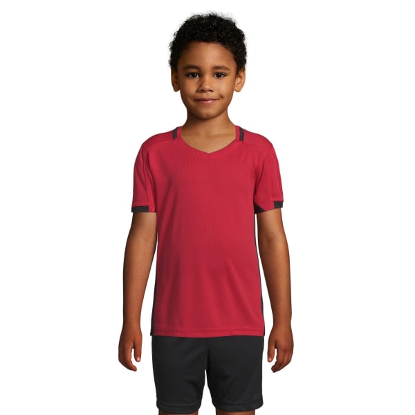 SOLS Barn/barn Classico Kontrast Kortärmad fotboll T-S Red/Black 6 Years