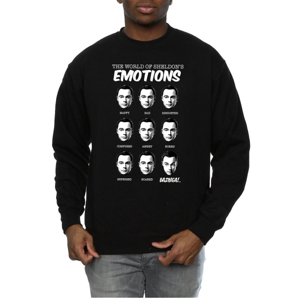 The Big Bang Theory Mens Sheldon Emotions Cotton Sweatshirt S B Black S