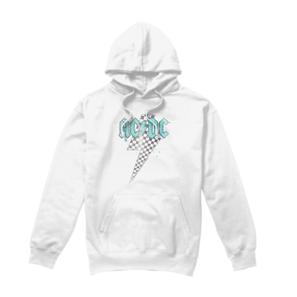 AC/DC Herr Skewed Checkerboard Bolt Hoodie XL Vit White XL