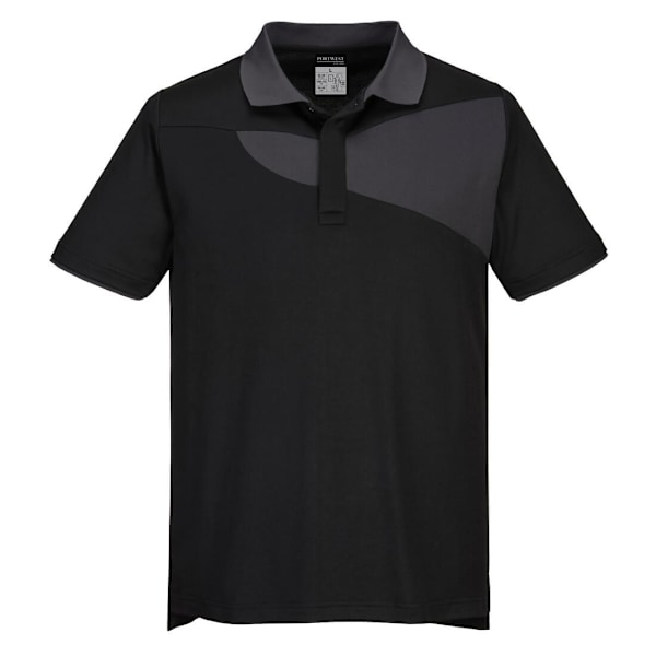 Portwest Herr Bomulls Active Polo Shirt 3XL Svart/Zoom Grå Black/Zoom Grey 3XL