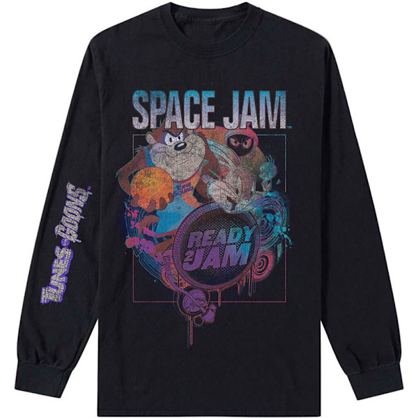 Space Jam: En ny arv Unisex Vuxen Ready 2 Jam Långärmad T-shirt Black S