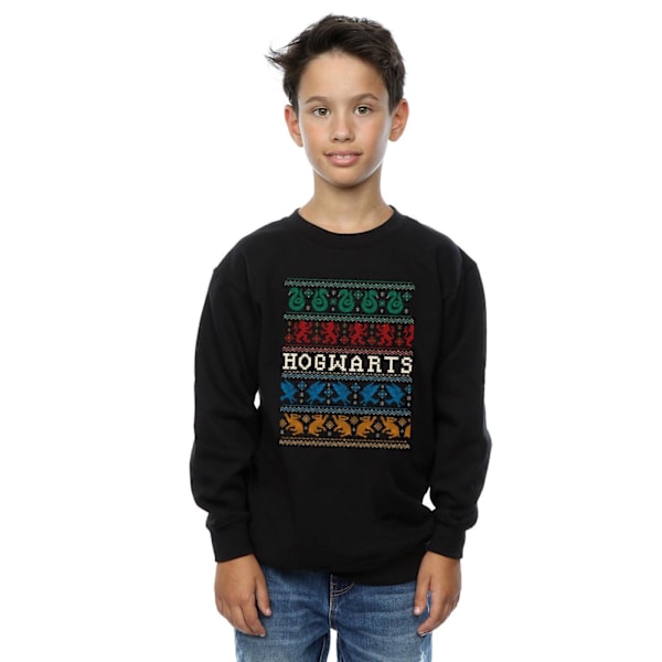 Harry Potter Pojkar Jul Fair Isle Hus Sweatshirt 3-4 År Black 3-4 Years