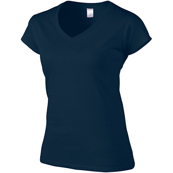 Gildan Ladies Soft Style Kortärmad V-ringad T-shirt L Marinblå Navy L