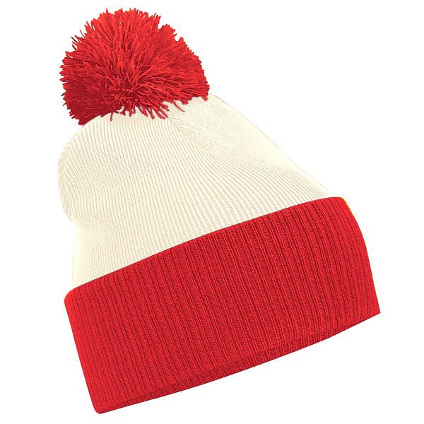 Beechfield Kids Snowstar Duo Two-Tone Winter Beanie Hat One Siz Off White/Bright Red One Size