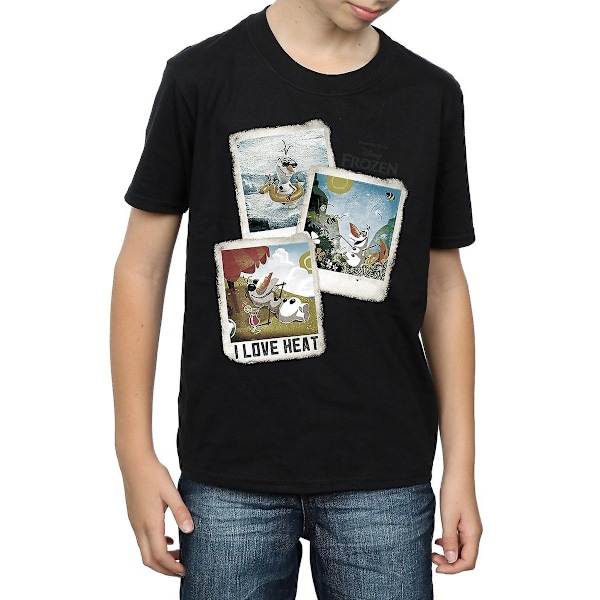 Frozen Boys Olaf Polaroid Bomull T-shirt 7-8 år Svart Black 7-8 Years