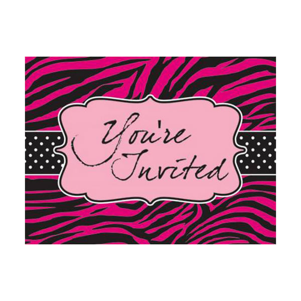 Creative Converting Pink Zebra Boutique inbjudningskort (pack Pink One Size