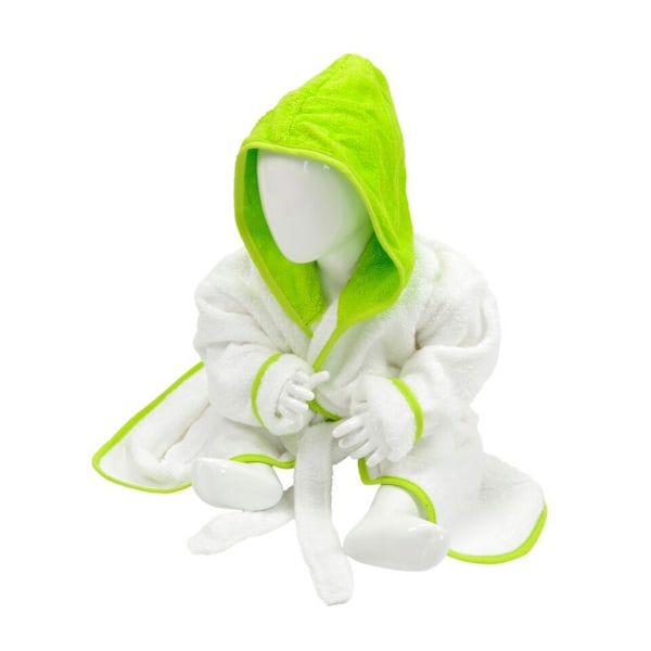 A&R Towels Baby/Toddler Babiezz Badrock med huva 12/24 månader Vit/Limegrön White/Lime Green 12/24 Months