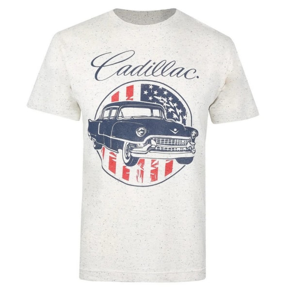 GM Motors Mens Cadillac US Flag T-shirt L Ecru Ecru L