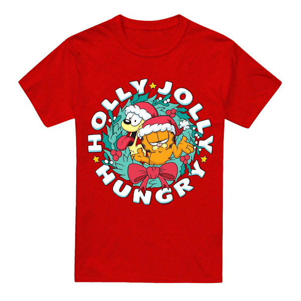 Garfield Unisex Vuxen Holly Jolly Hungry Odie Jul T-Shirt Red 3XL