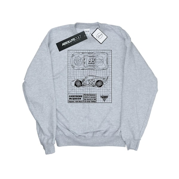 Disney Dam/Kvinnor Bilar Blixten McQueen Ritning Sweatshirt Heather Grey S