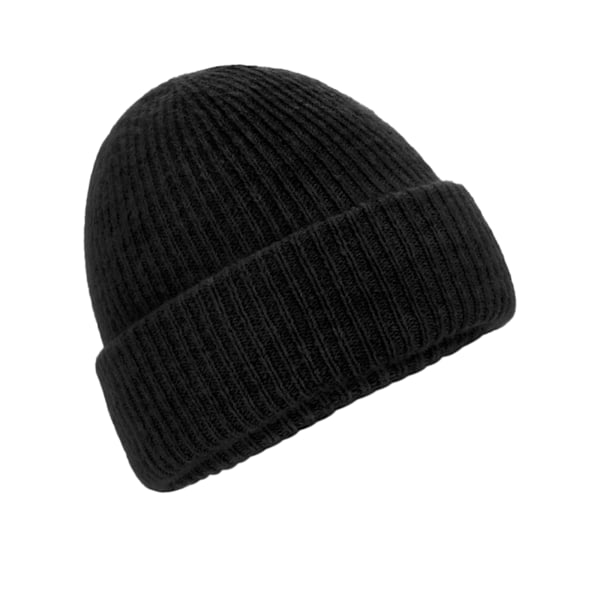Beechfield Dam/Kvinna Marl Ribbad Beanie One Size Svart Black One Size