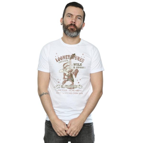 Looney Tunes Herr Wile E Coyote Gitarr Bomull T-shirt M Vit White M