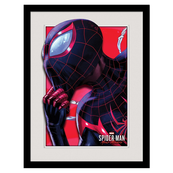 Spider-Man Miles Morales Breakout inramad affisch 40 cm x 30 cm röd Red/Grey/Blue 40cm x 30cm