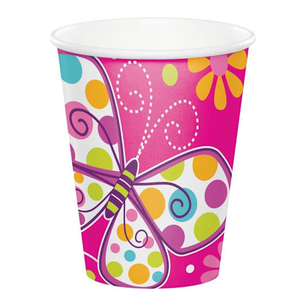 Kreativa partypappersfjärilsfestkopp (8-pack) En storlek P Pink/Multicoloured One Size
